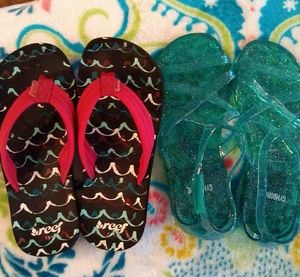 Girls 13/1 size Reef flip flops & Gymboree sandals